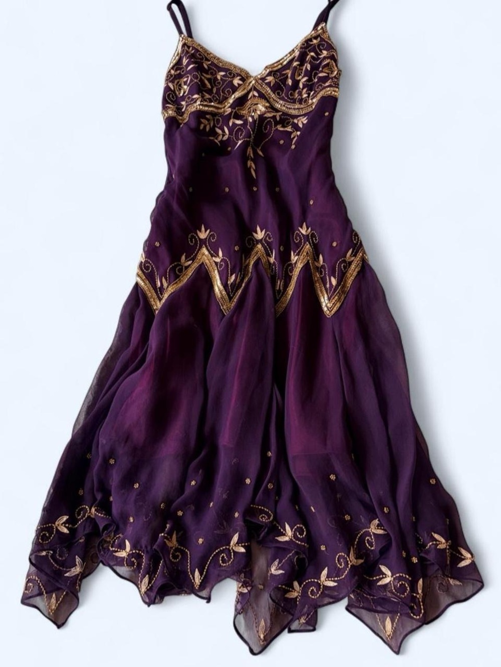 Vintage Adrianna Papell Purple Silk Beaded Chiffon Dress P10